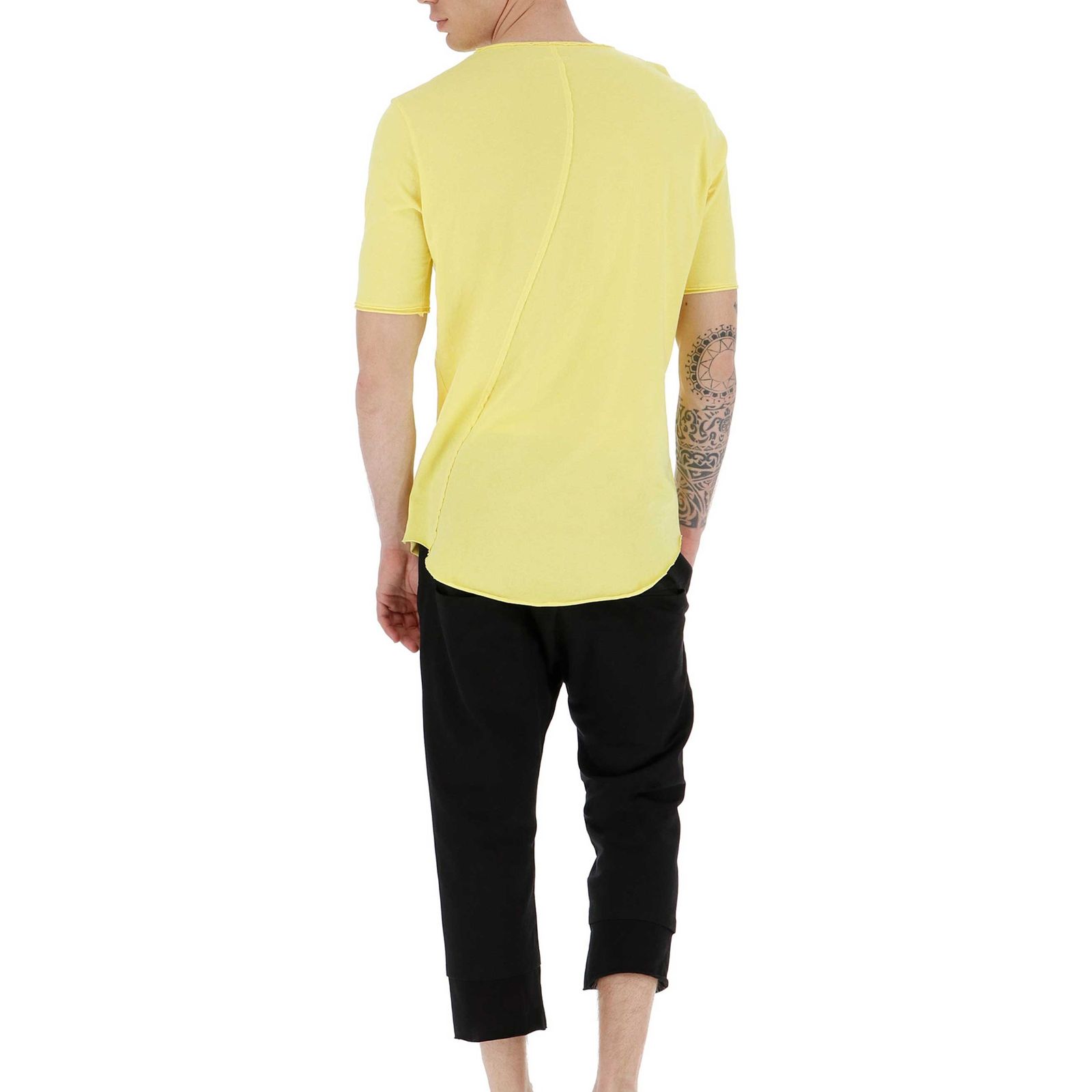 تی شرت نخی یقه گرد مردانه - امپریال - زرد - 3