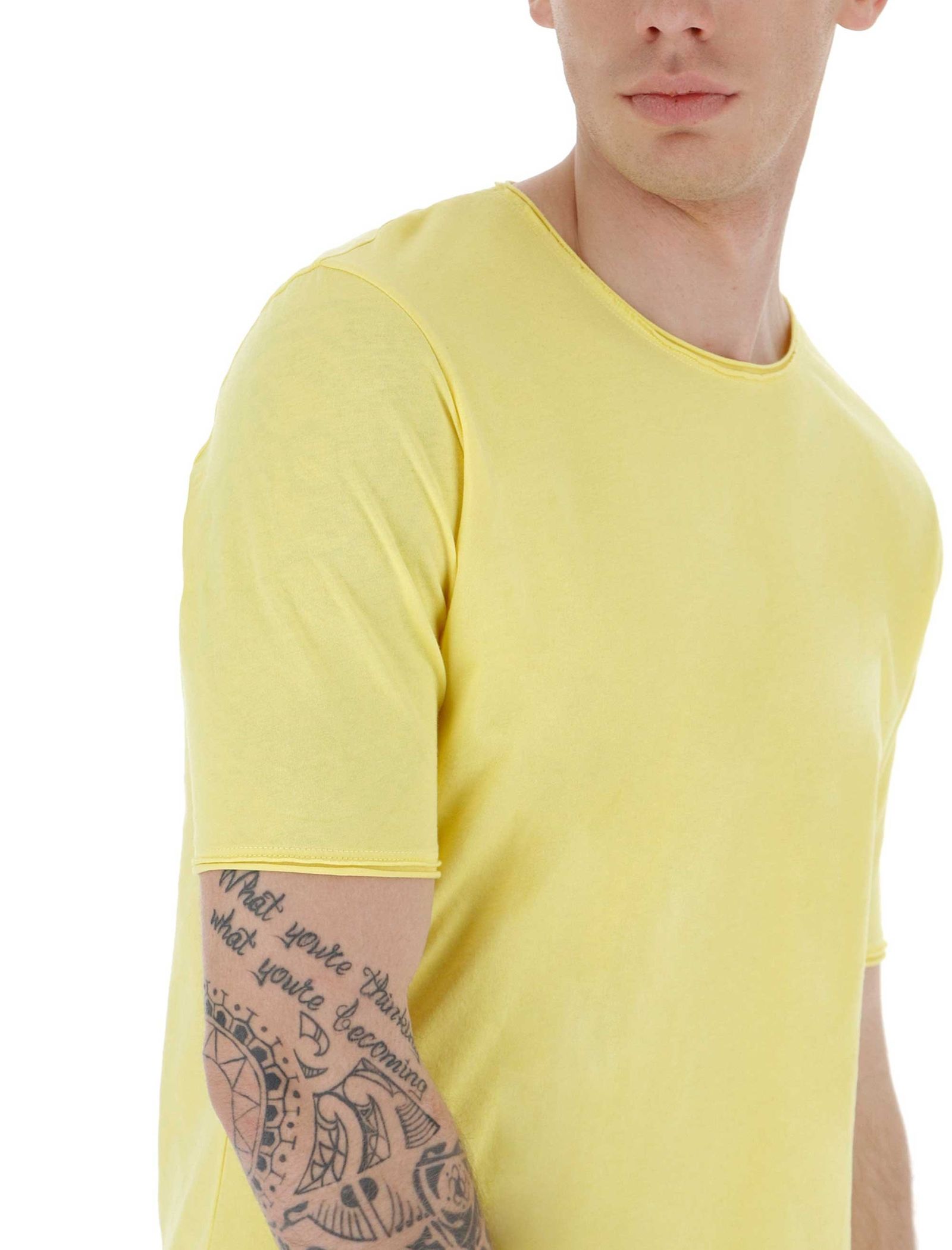 تی شرت نخی یقه گرد مردانه - امپریال - زرد - 5
