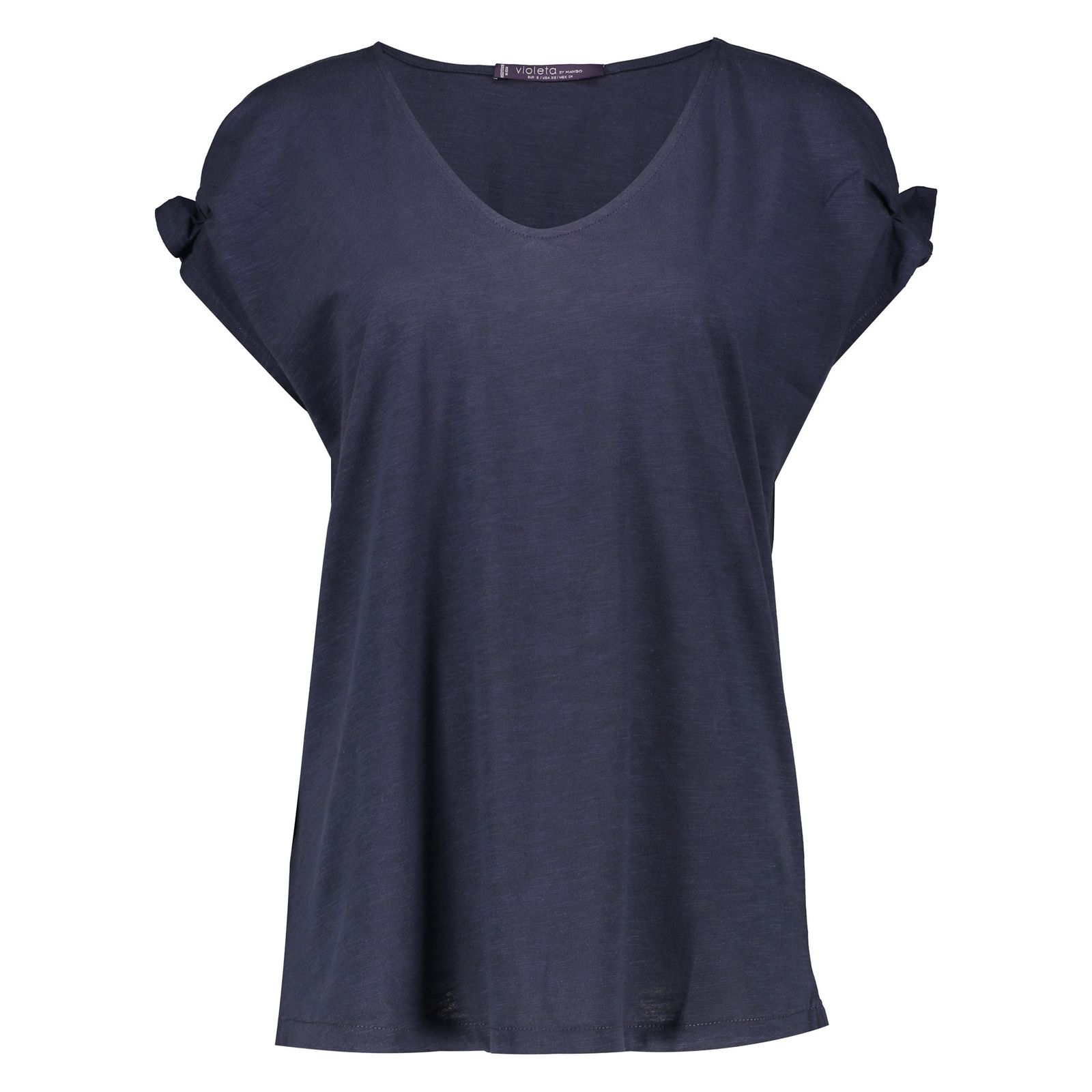 تی شرت نخی یقه هفت زنانه - ویولتا بای مانگو - سرمه ای - 4