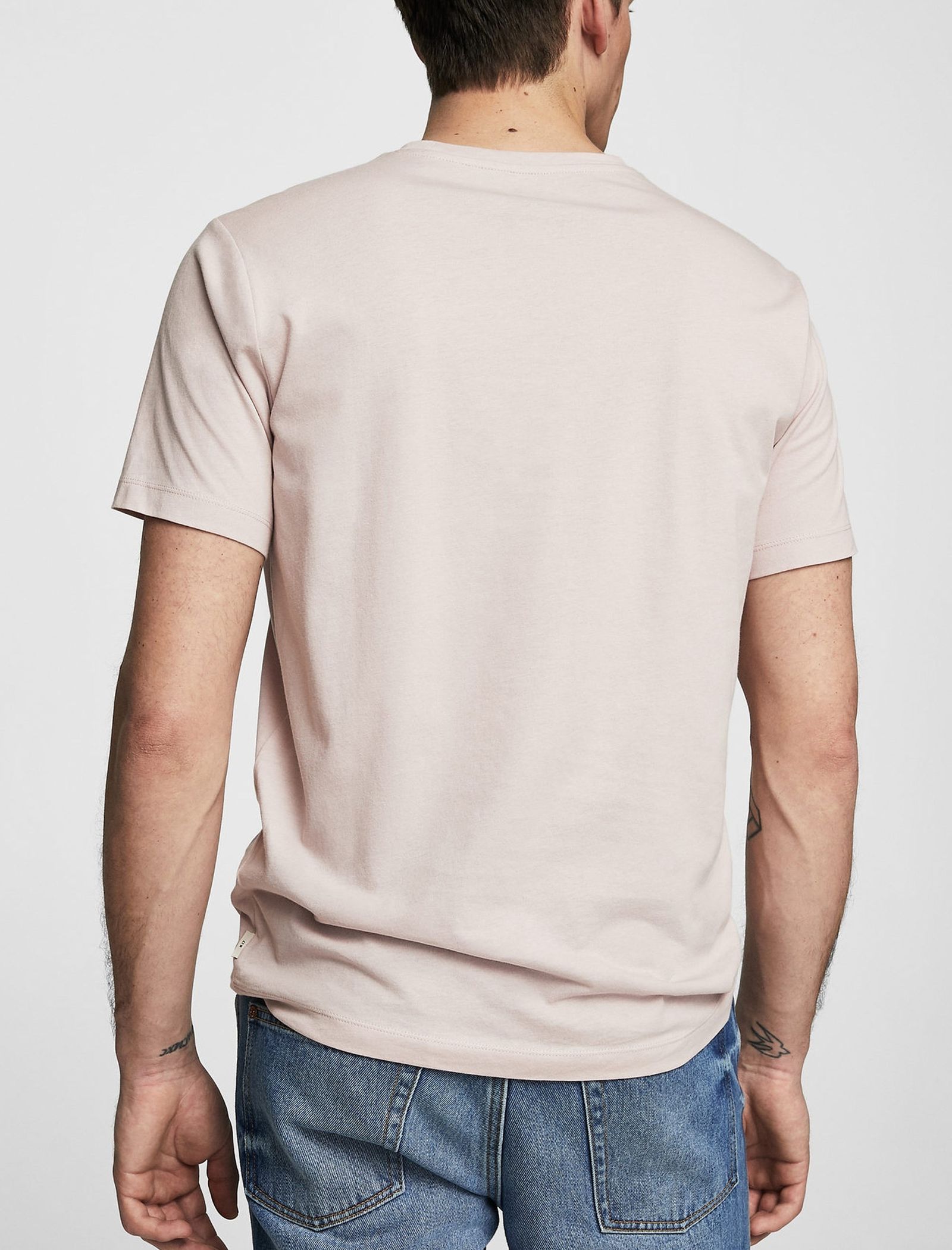تی شرت نخی یقه هفت مردانه - مانگو - صورتي - 4