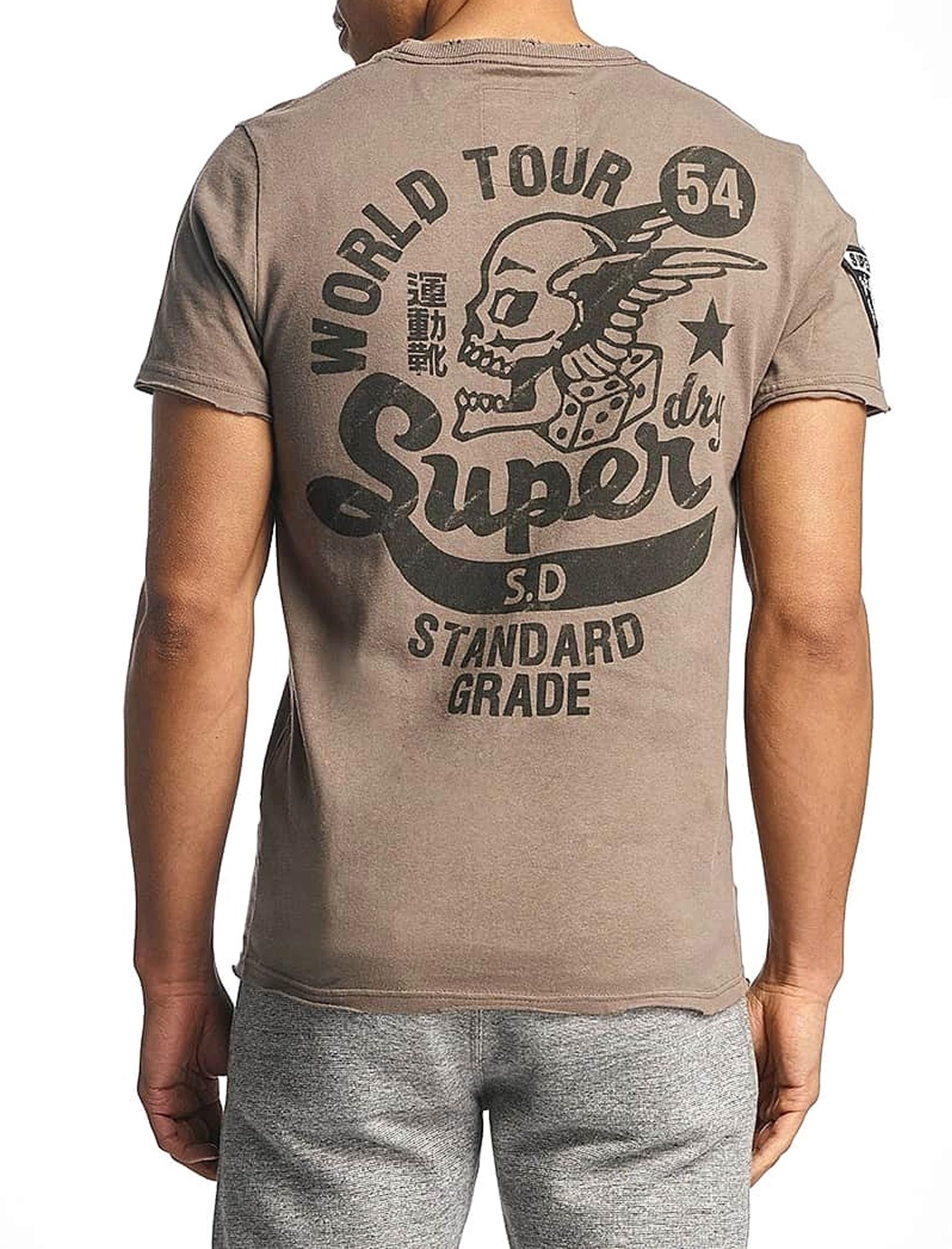 تی شرت نخی یقه گرد مردانه - سوپردرای - طوسي - 5