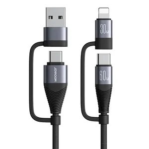 JOYROOM SA37-2T2 60W 4-in-1 Fast Charging Data Cable USB-A/Type-C to Lightning/Type-C/Type-C to Lightning/Type-C 1.2m