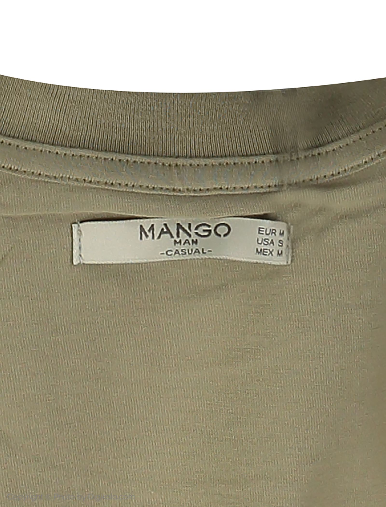 تی شرت نخی یقه گرد مردانه - مانگو - خاکی - 6