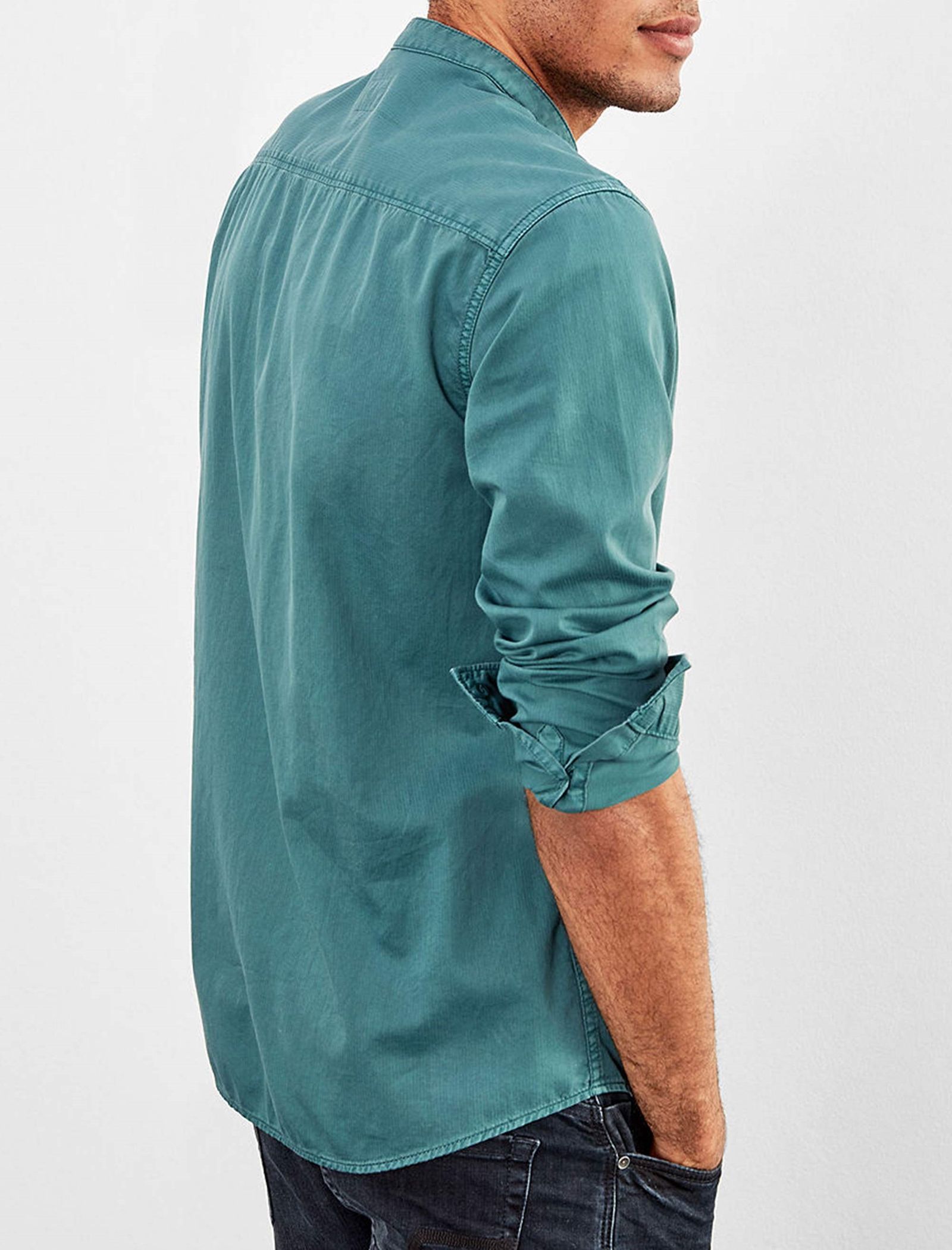 پیراهن نخی آستین بلند مردانه - اس.اولیور - سبز - 4