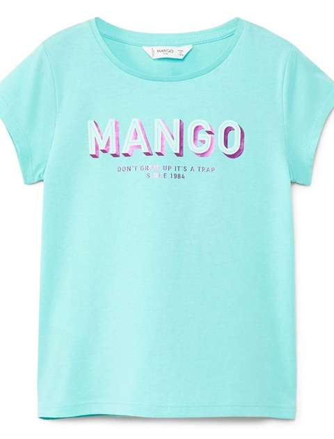 تی شرت نخی یقه گرد دخترانه - مانگو