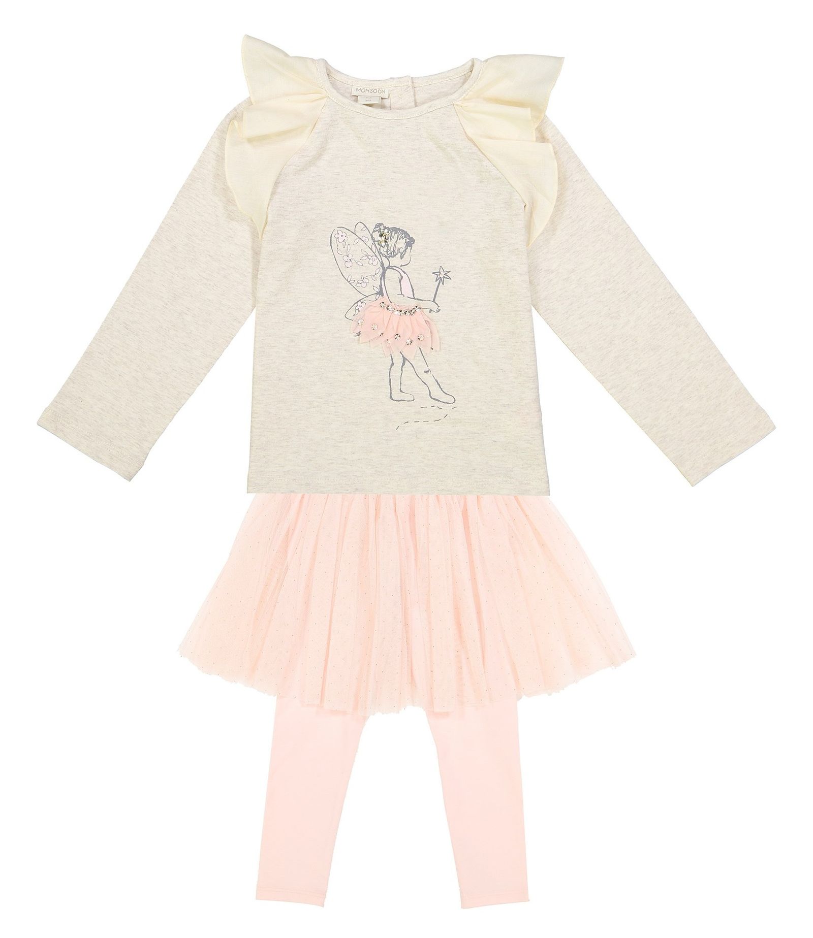 تی شرت و دامن نخی نوزادی دخترانه - مانسون چیلدرن - صورتي/طوسي - 1