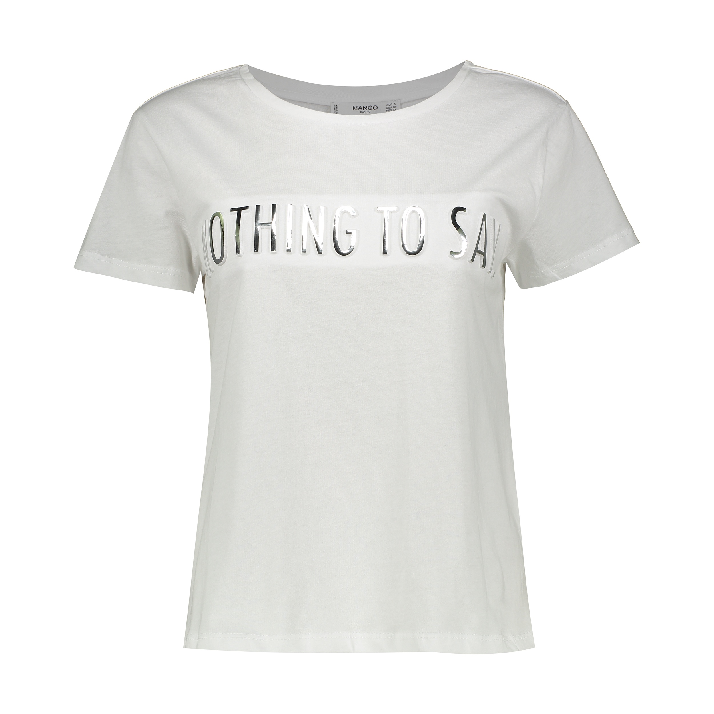 تی شرت نخی یقه گرد زنانه - مانگو - سفید - 1
