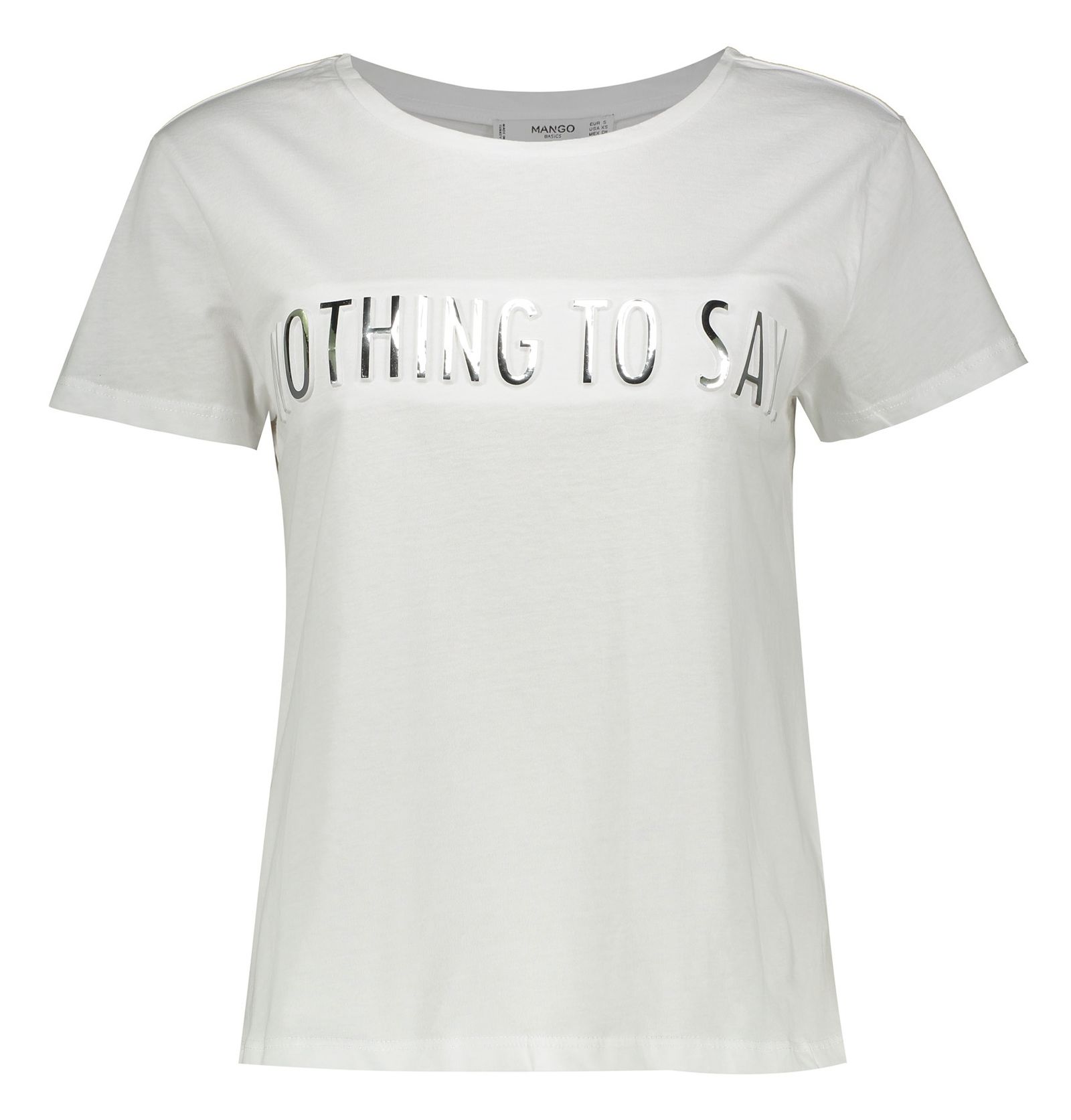 تی شرت نخی یقه گرد زنانه - مانگو - سفید - 2
