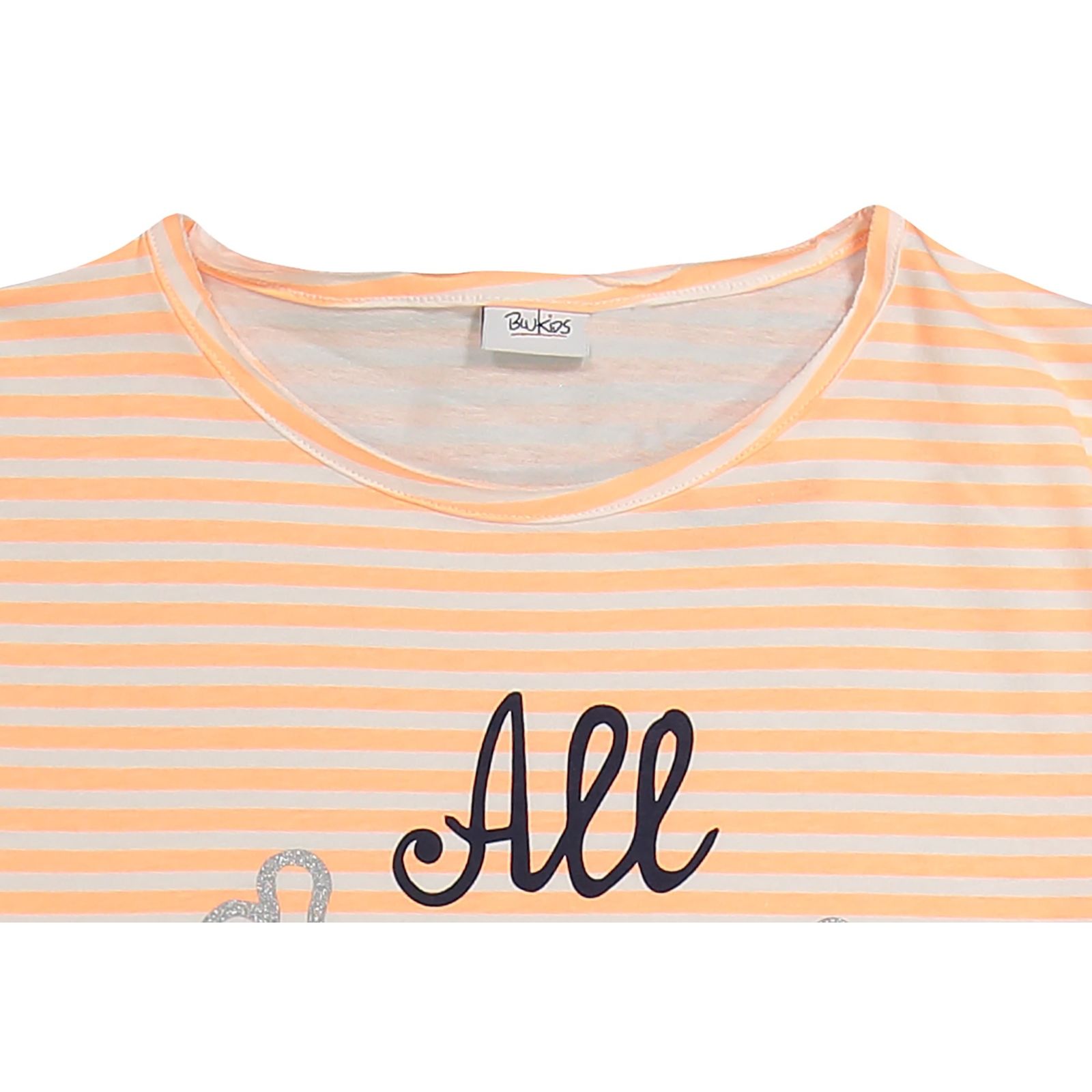 تی شرت نخی یقه گرد دخترانه - بلوکیدز - نارنجي - 4