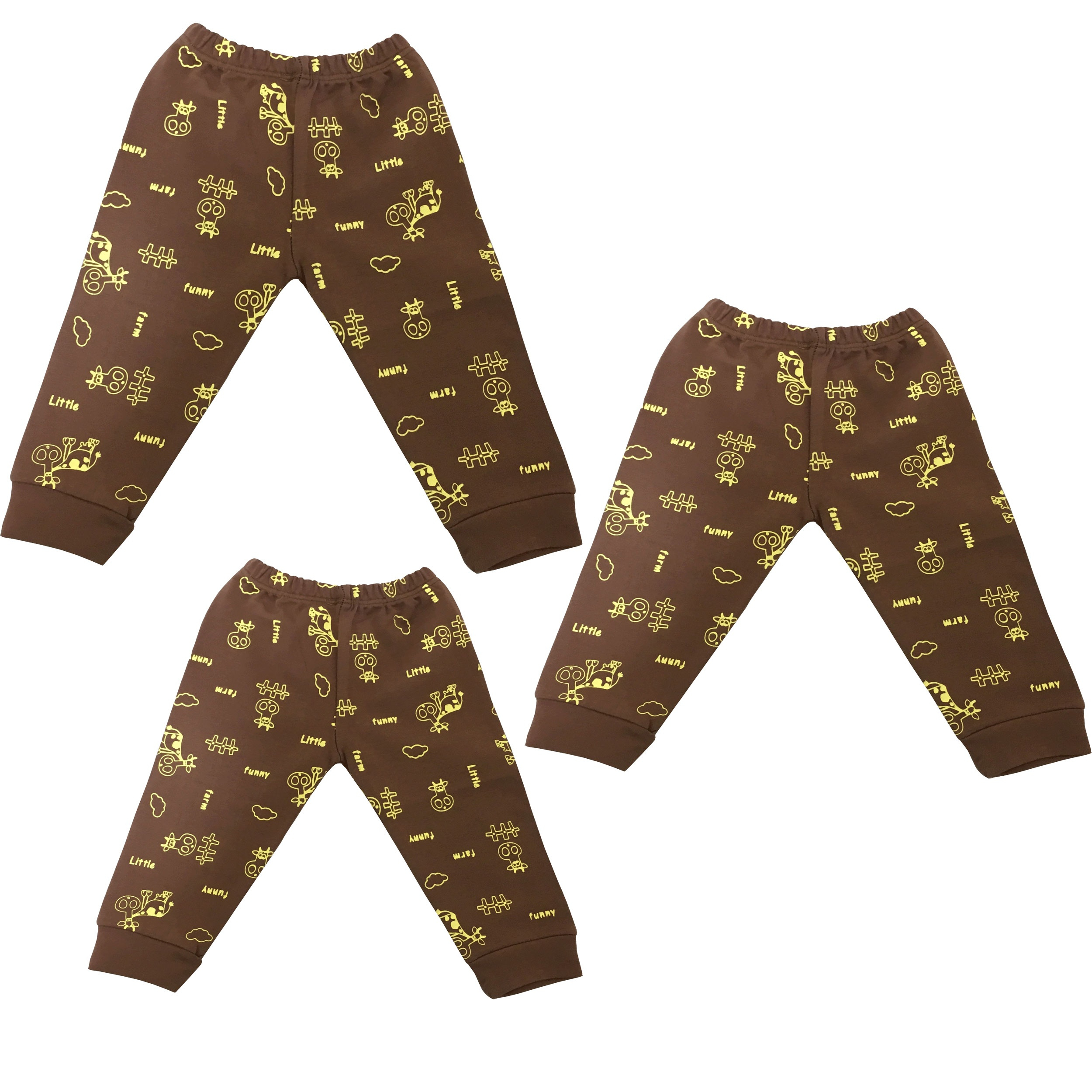 شلوار نوزادی طرح گاو و جوجه مدل 7422 بسته 3 عددی