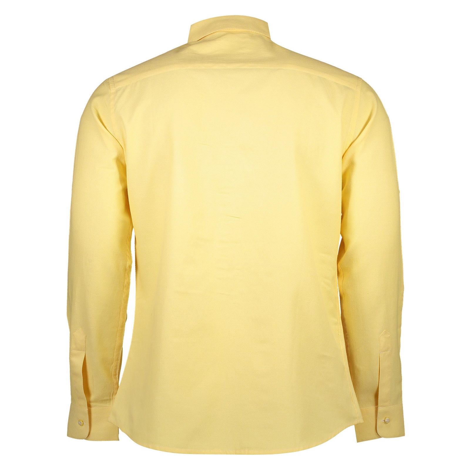 پیراهن نخی یقه برگردان مردانه - رونی - زرد - 4
