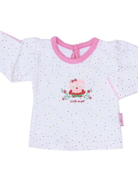 تی شرت نوزادی دخترانه آدمک طرح جغد مدل 144701P