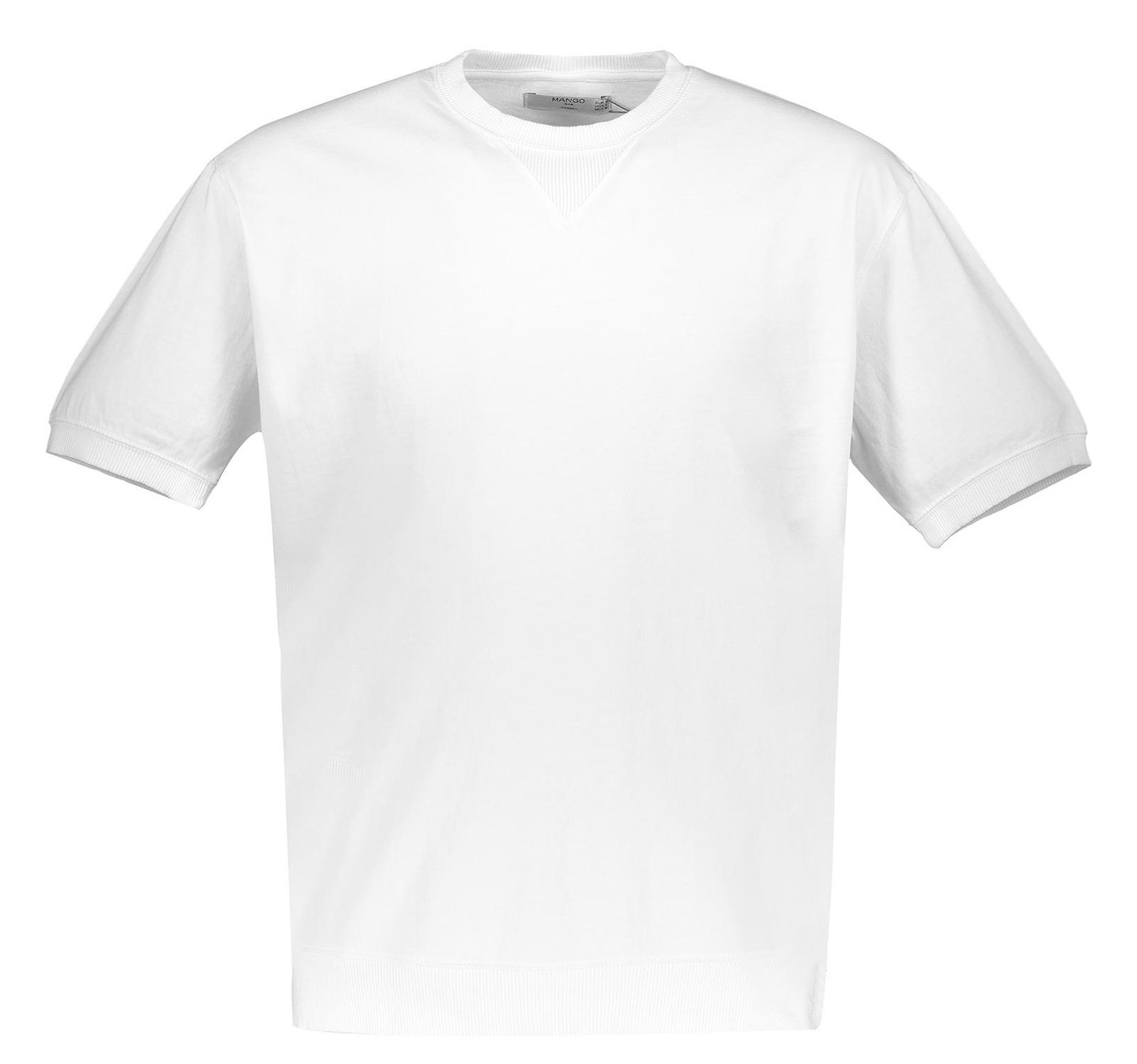تی شرت نخی یقه گرد مردانه - مانگو - سفيد - 2