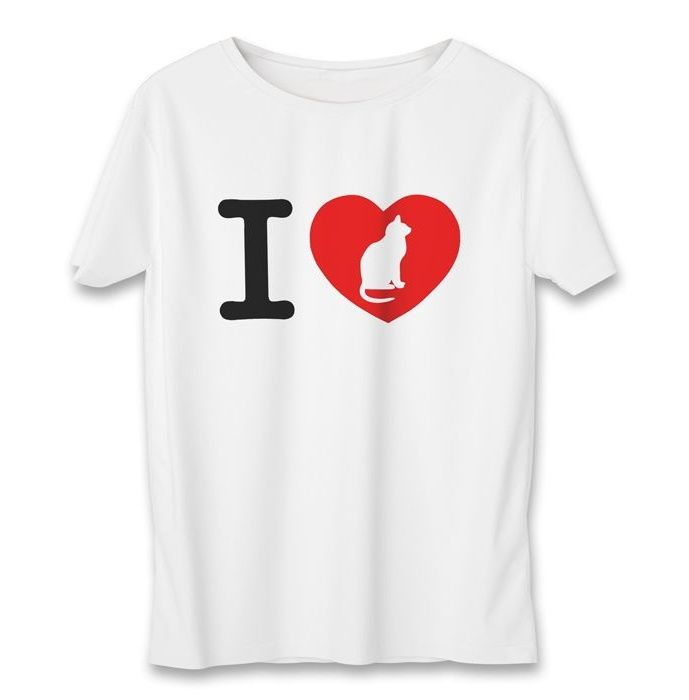 تی شرت زنانه به رسم طرح عشق گربه کد 5501 -  - 2