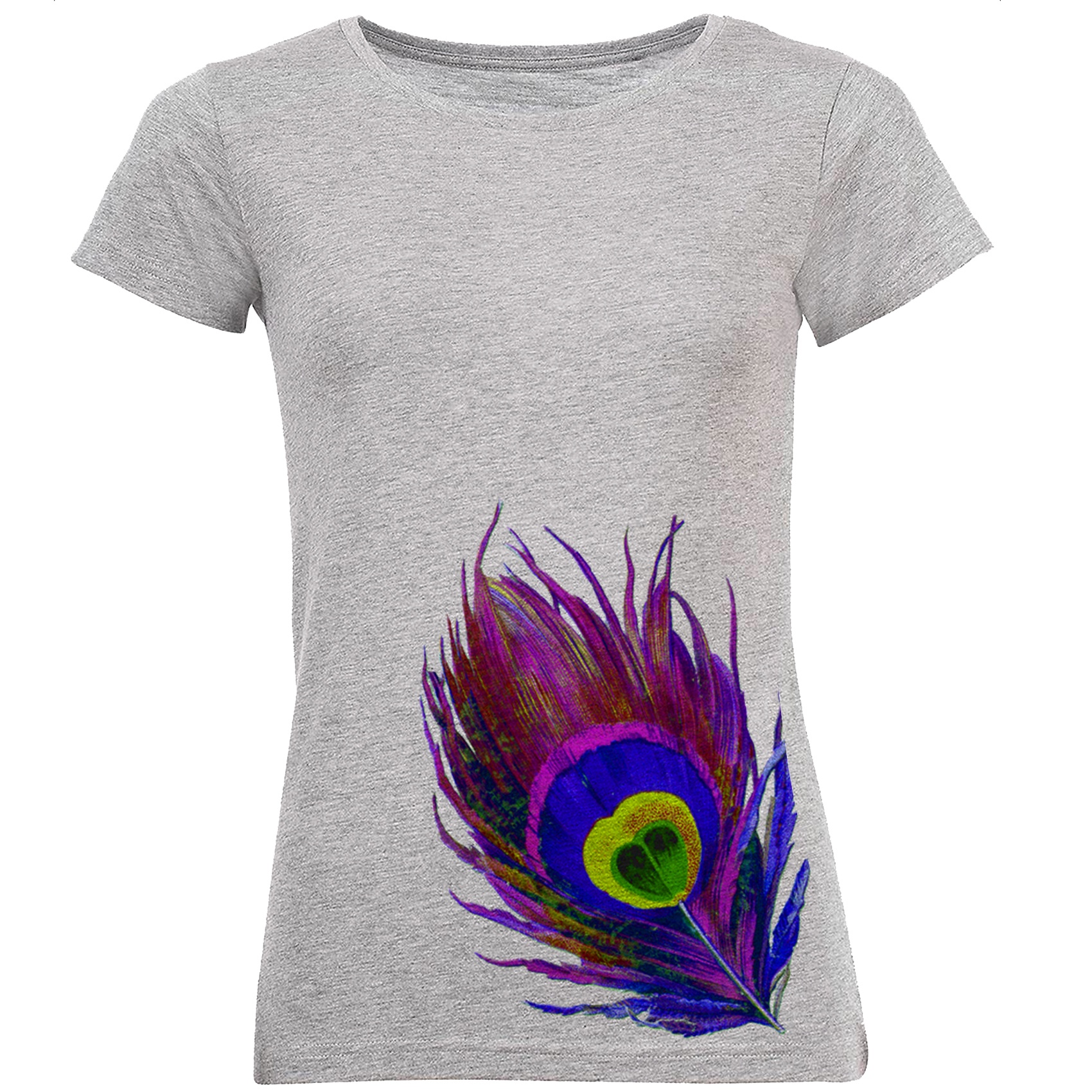 تی شرت زنانه طرح پر طاووس کد B76