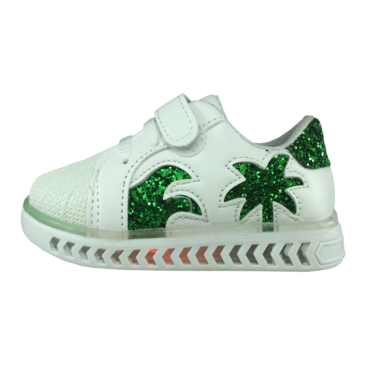 کفش نوزادی پا.ریس.جامه مدل چراغدار B459 رنگ سفید سبز