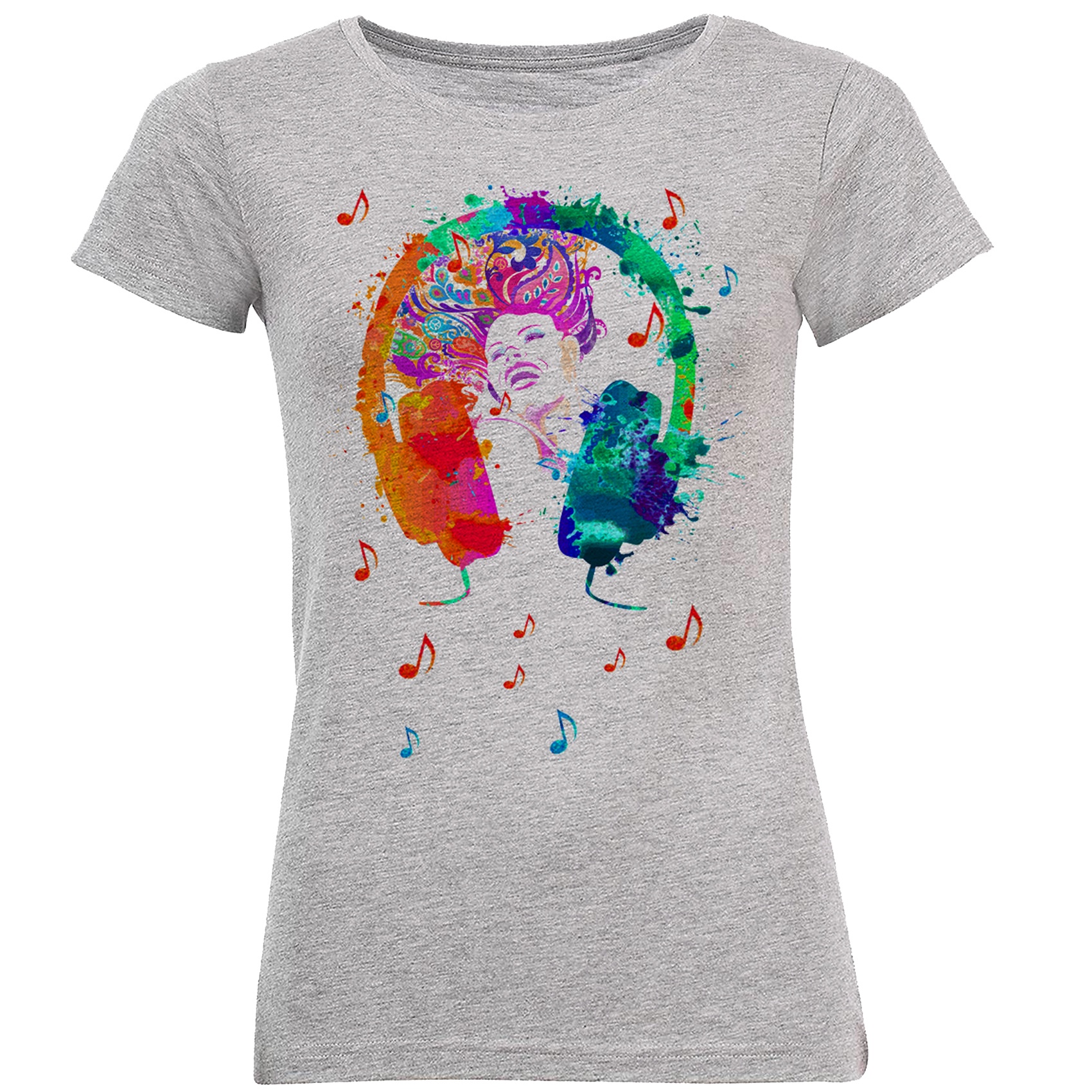 تی شرت زنانه طرح دختر و موسیقی  کد B107