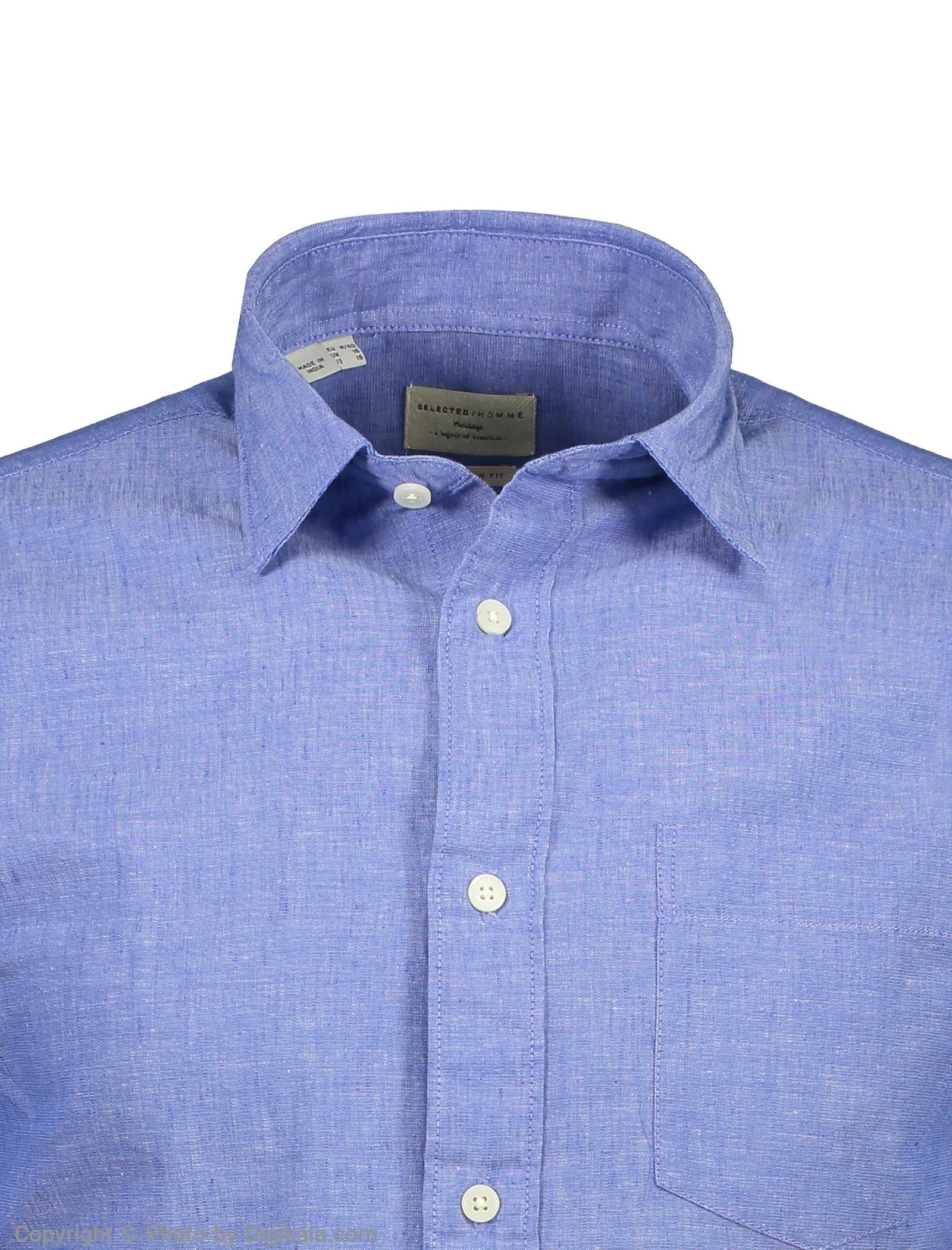 پیراهن مردانه سلکتد مدل 16061810-Medium Blue Melange -  - 5