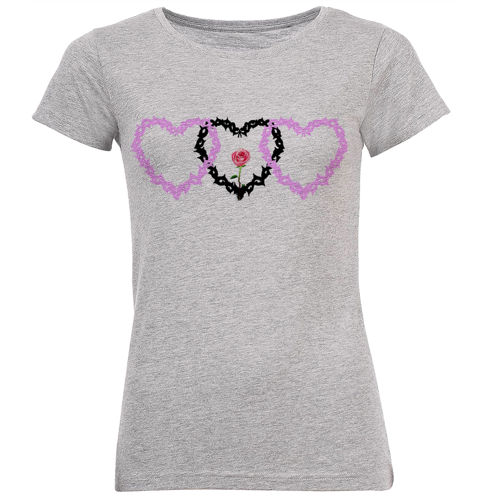 تی شرت زنانه طرح قلب و گل کد B132