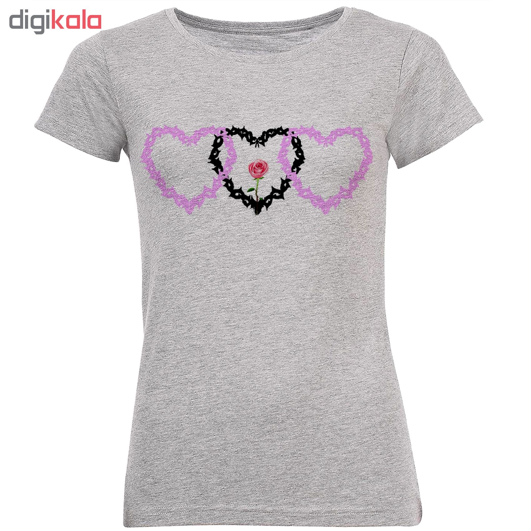 تی شرت زنانه طرح قلب و گل کد B132