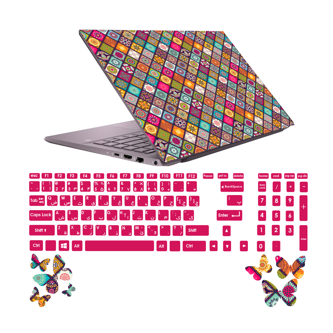استیکر لپ تاپ صالسو آرت مدل 5014 hk به همراه برچسب حروف فارسی کیبورد