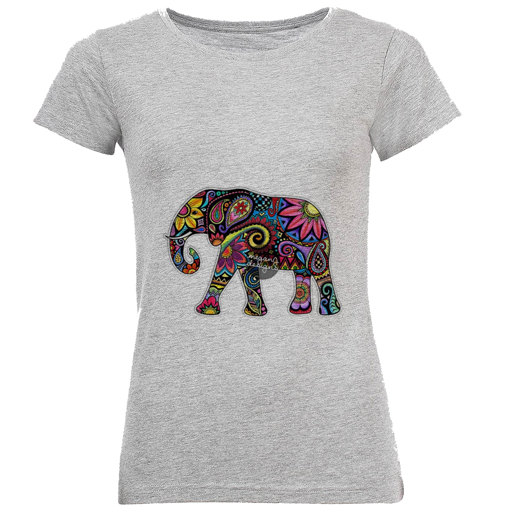 تی شرت زنانه طرح فیل رنگارنگ کد C127