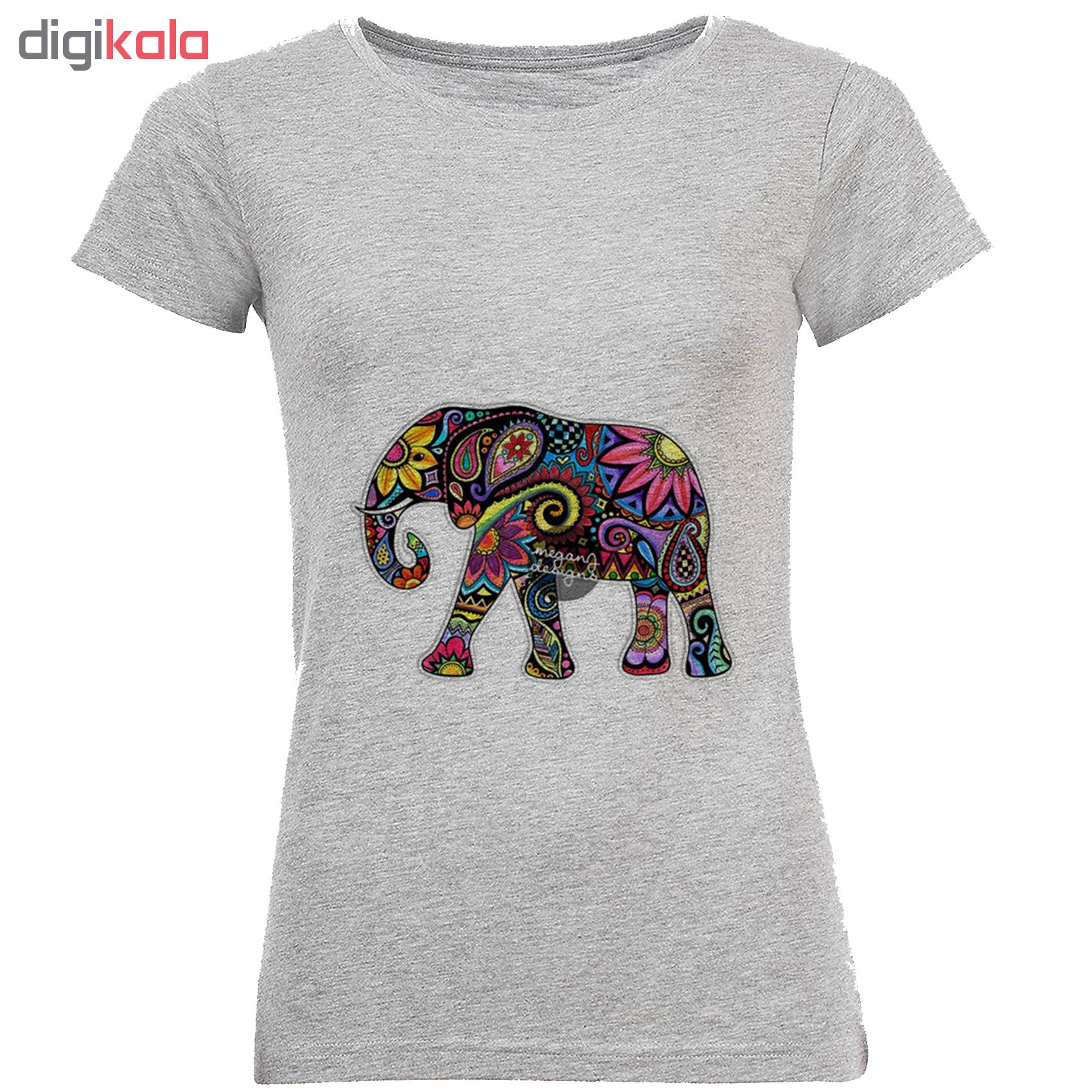 تی شرت زنانه طرح فیل رنگارنگ کد C127