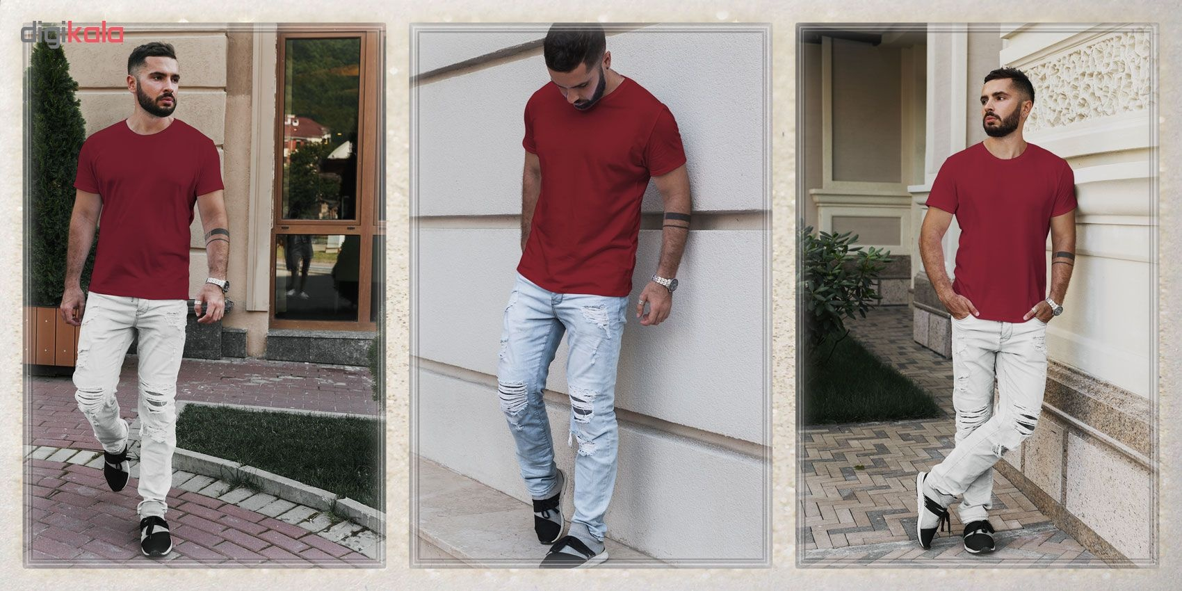 تیشرت آستین کوتاه مردانه فروشگاه دی سی کد DC-1BRD رنگ زرشکی