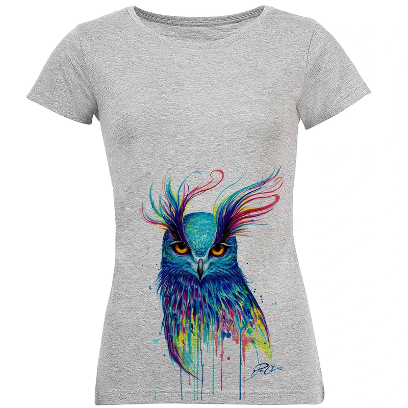 تی شرت آستین کوتاه زنانه طرح جغد کد S213