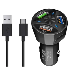 شارژر فندکی دبلیو پلاس مدل C-01  به همراه کابل تبدیل USB-C