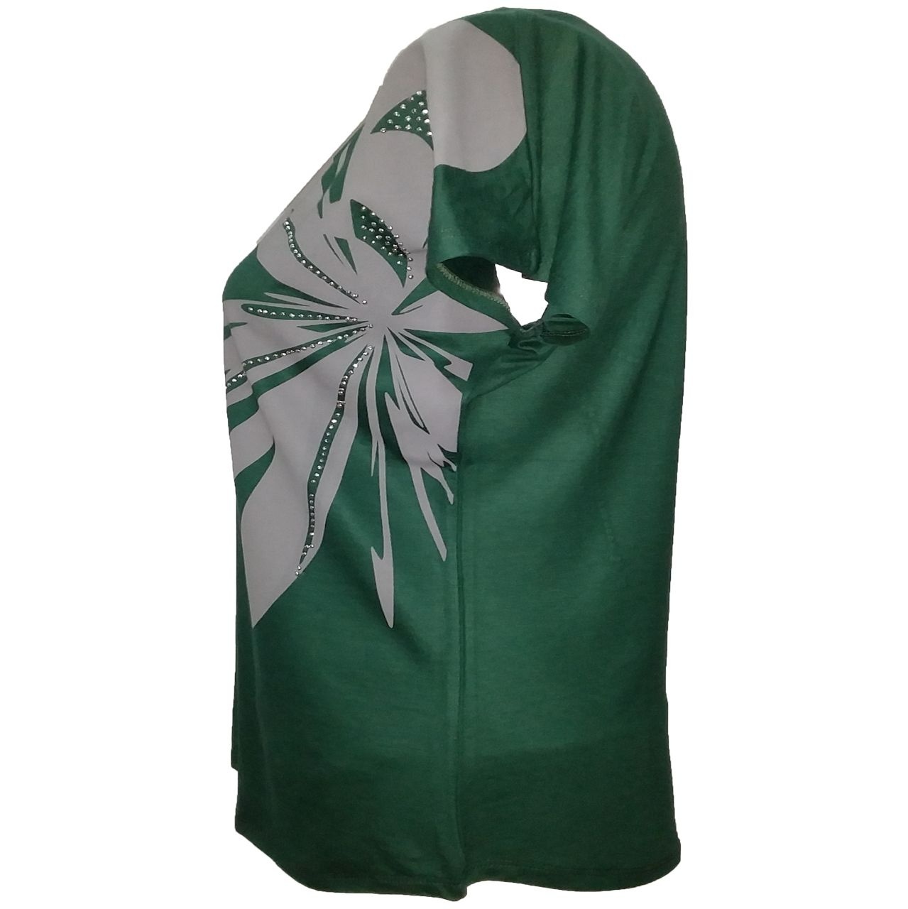 تیشرت آستین کوتاه زنانه طرح سوسن کد tm-221 رنگ سبز