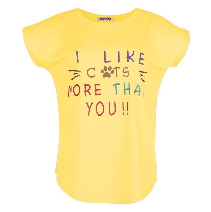 تی شرت زنانه افراتین کد 2514 رنگ زرد -  - 2