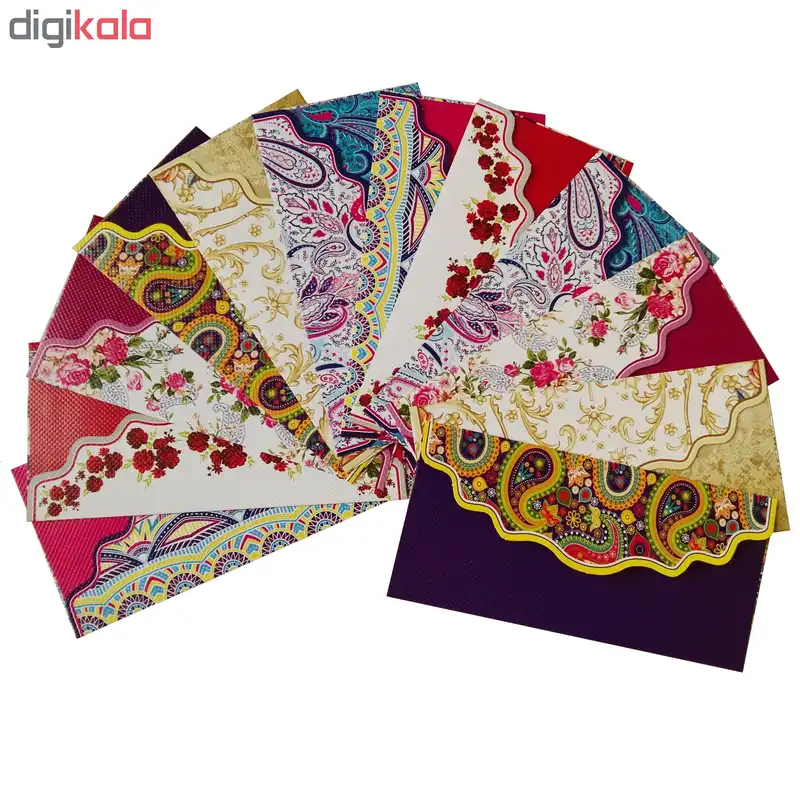 پاکت پول مدل گل و بته جقه کد F01 مجموعه 12 عددی