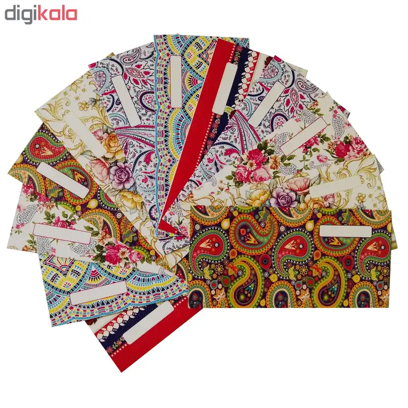 پاکت پول مدل گل و بته جقه کد F01 مجموعه 12 عددی