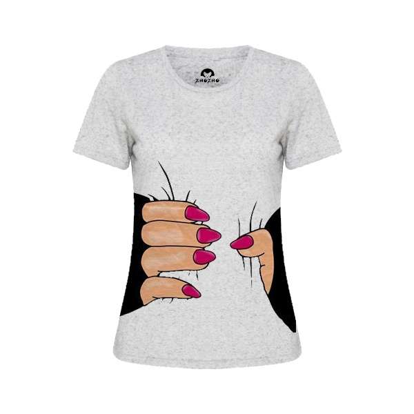 تیشرت زنانه طرح دست کد 6004 CH