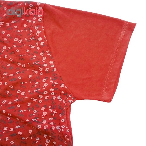 تیشرت آستین کوتاه زنانه طرح گل کد tm-370 رنگ قرمز