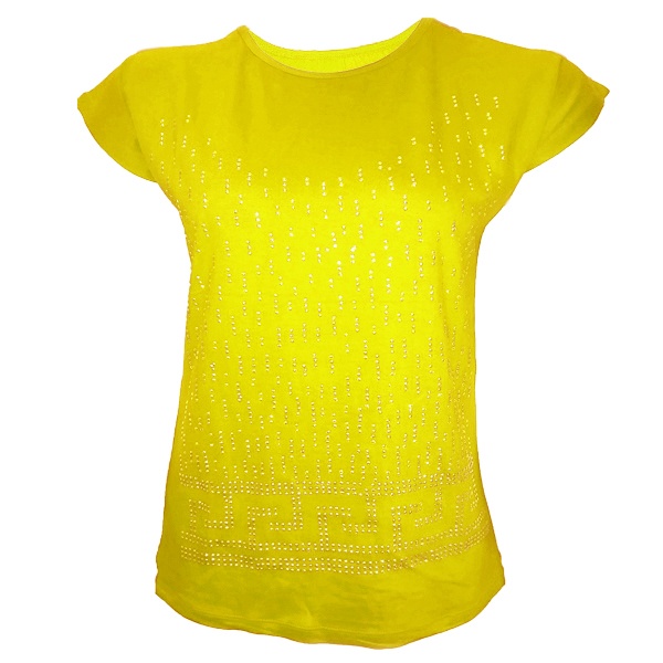 تیشرت آستین کوتاه زنانه طرح SEVDA کد tm-351 رنگ زرد