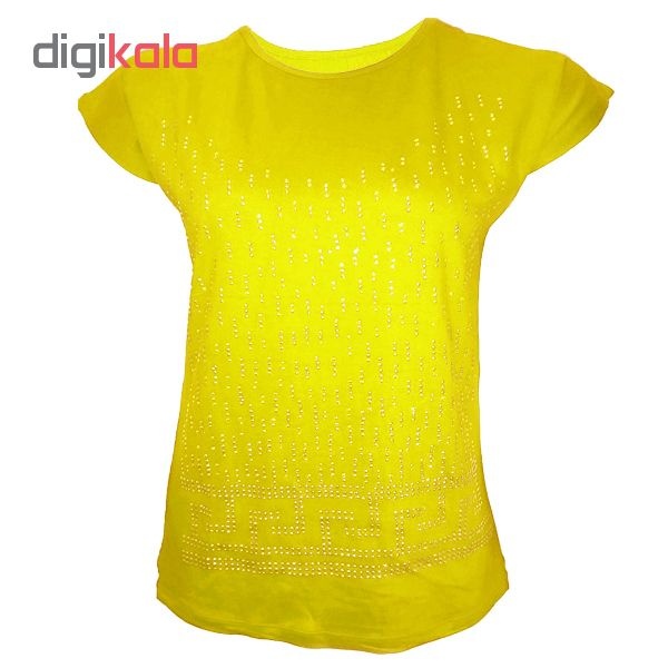 تیشرت آستین کوتاه زنانه طرح SEVDA کد tm-351 رنگ زرد