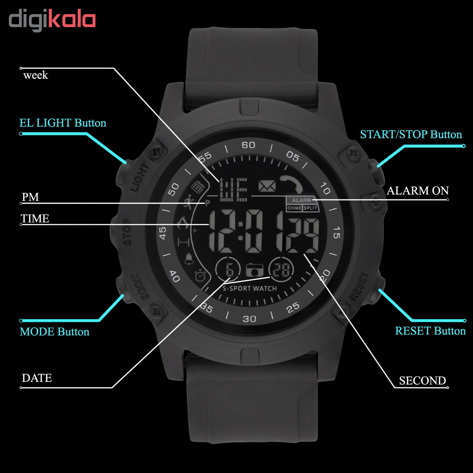 ساعت مچی دیجیتال مردانه پیائوما مدل SS-5P ساعت مچی دیجیتال مردانه پیائوما مدل SS-5P