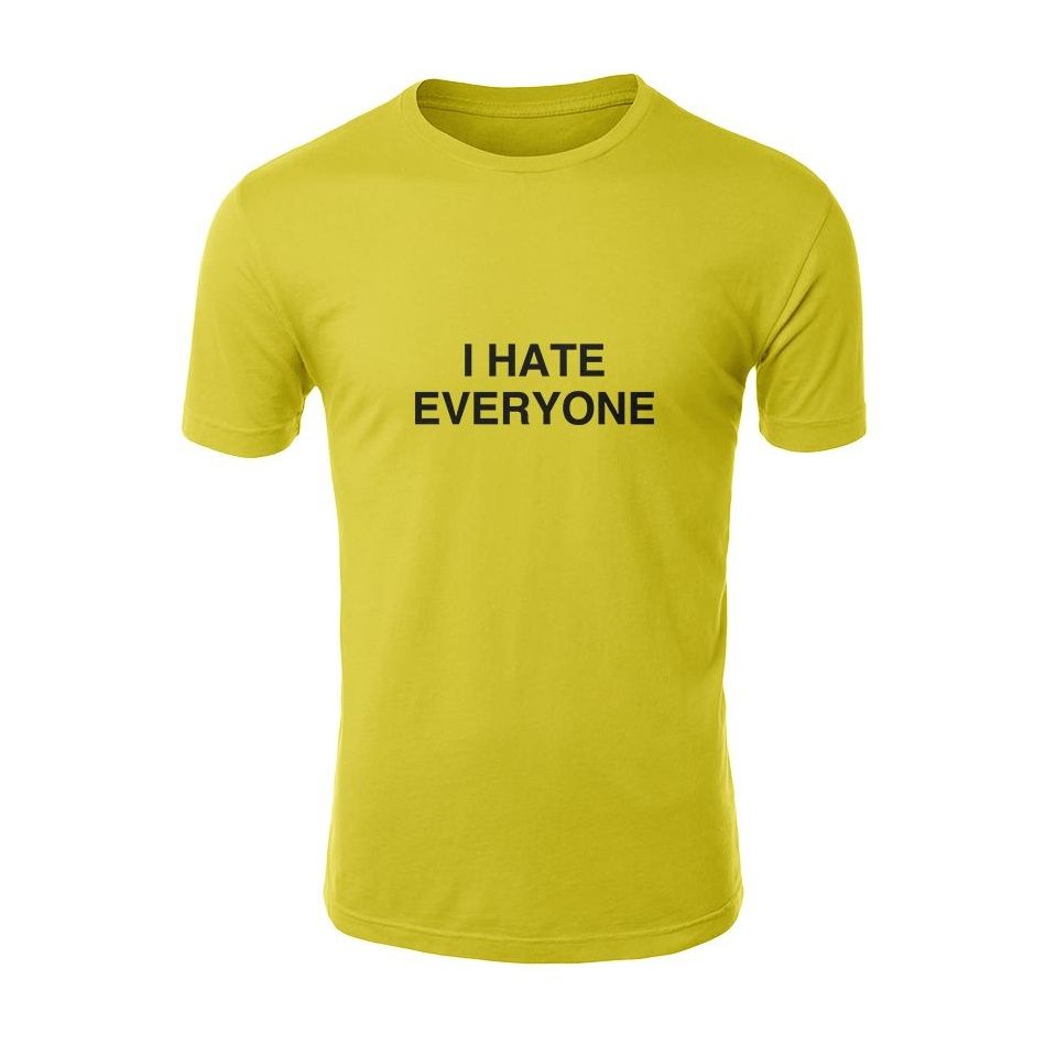 تیشرت مردانه طرح I Hate Everyone رنگ زرد