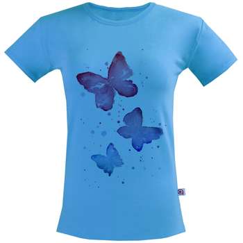 تیشرت زنانه آکو طرح پروانه رنگی کد SA24