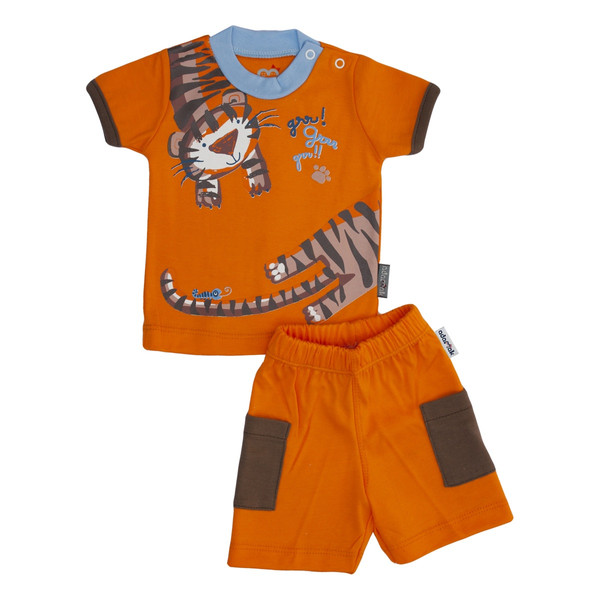 ست 2 تکه لباس نوزادی پسرانه آدمک کد 1668011 رنگ نارنجی