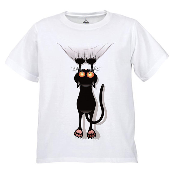 تی شرت دخترانه به رسم طرح گربه کد 9902