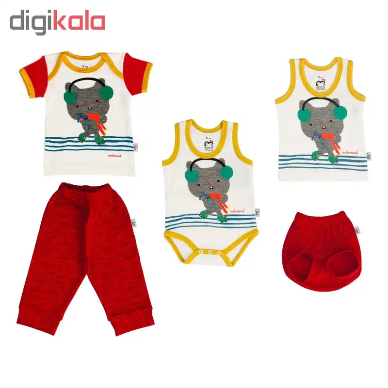 ست 5 تکه لباس نوزادی آدمک طرح گربه بازیگوش