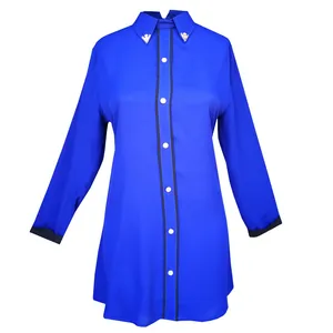 شومیز زنانه کد Mah01 رنگ آبی کاربنی