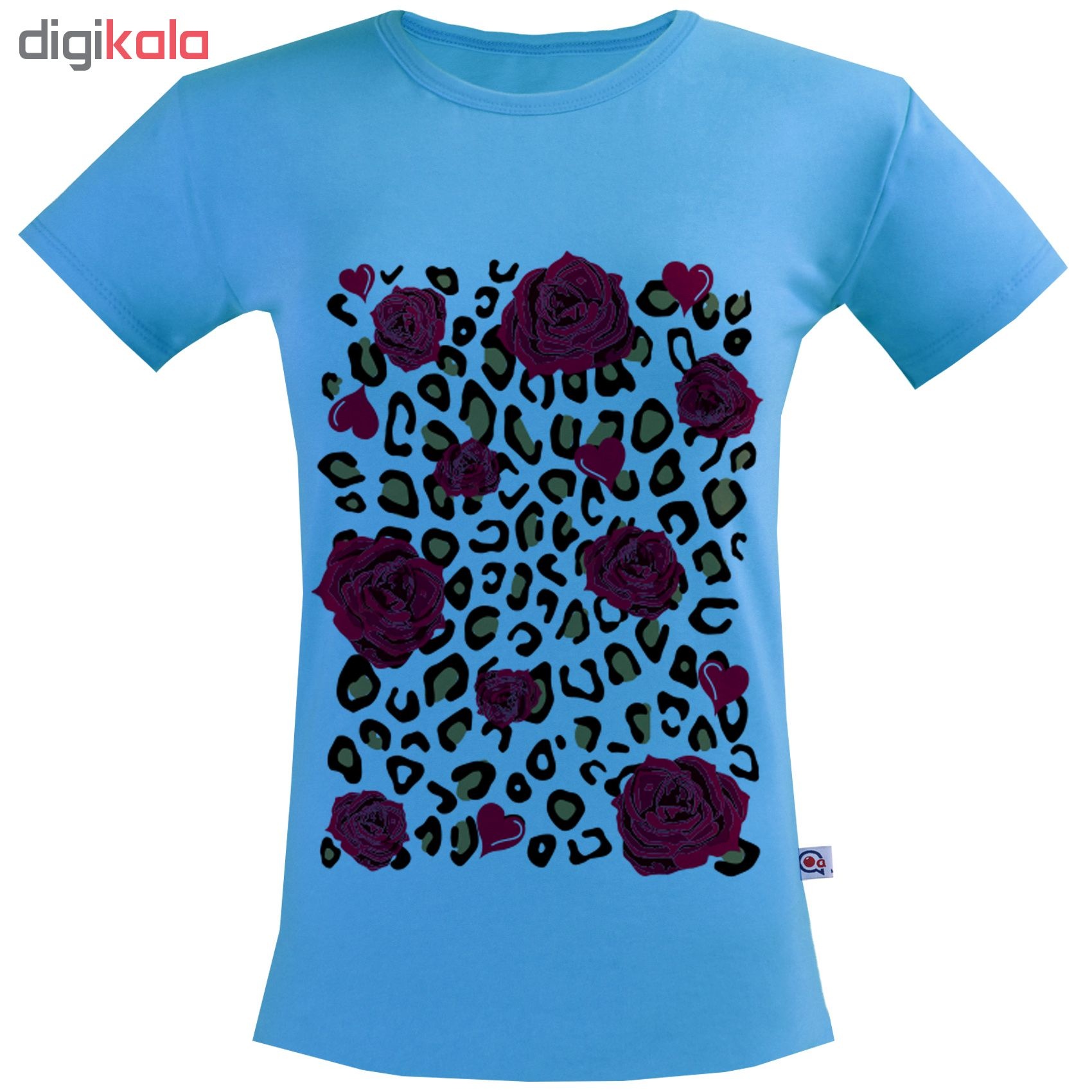 تی شرت زنانه آکو طرح گل پلنگی کد SA82