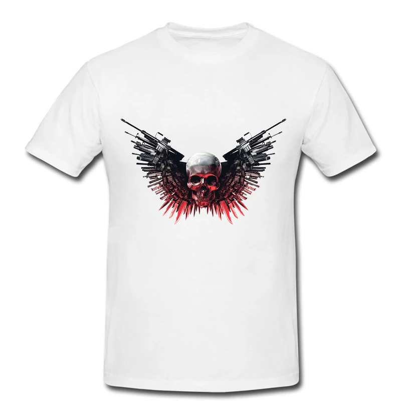 تیشرت مردانه طرح اسکلت و اسلحه کد 0173