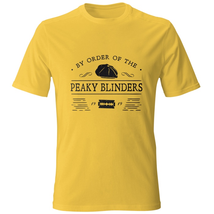 تیشرت مردانه طرح BY ORDER OF THE. PEAKY BLINDERS. رنگ زرد