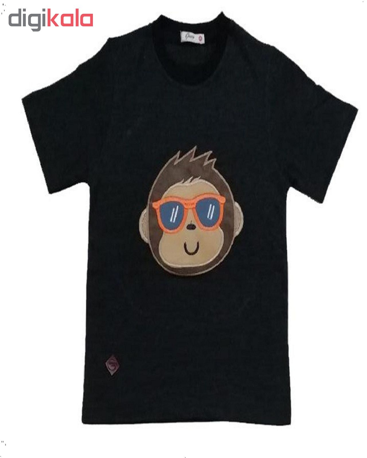 ست تی شرت و شلوارک پسرانه گراکو طرح میمون کد 116