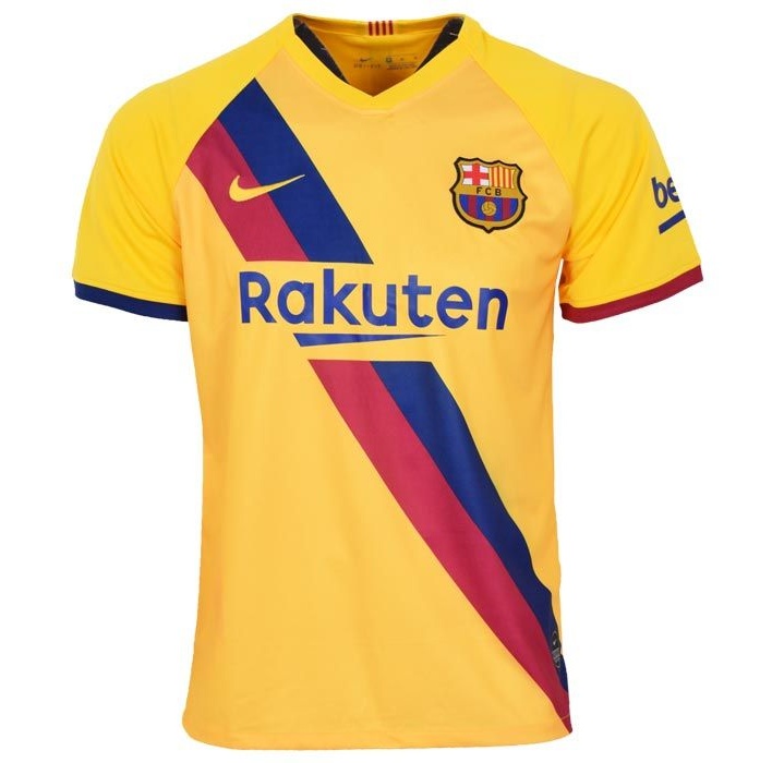 تیشرت ورزشی مردانه طرح بارسلونا کد away1920 رنگ زرد 